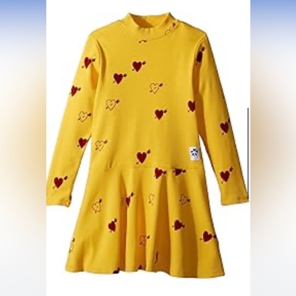 knee length dresses for ladies Mini Rodini Girls Hearts AOP Dress in Pink main image 1